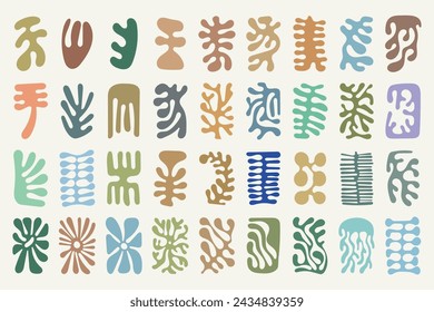 Collection of blobs and organic shapes. Set of colorful botanical flat vector elements.