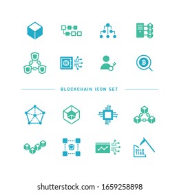 COLLECTION OF BLOCKCHAIN FLAT ICONS
