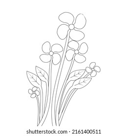 collection of bloom flower set illustration of line drawing coloring page