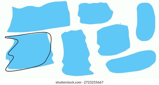 Una colección de Formas abstractas azules. Ilustración vectorial de Elementos de manchas abstractas azules.