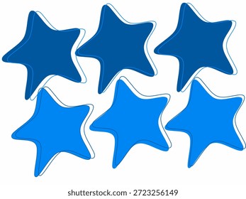 A collection of blue abstract shapes. Vector illustration of blue abstract blob elements. Blue star elements.