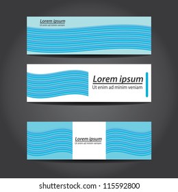 Collection blue banners modern design, colorful background. vector wave illustration