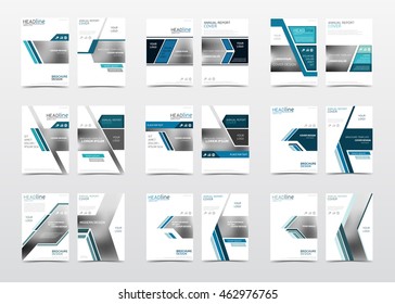 Collection of blue brochure templates, annual report, flyer design, brochure leaflet design, magazine cover, presentation template, brochure layouts, brochure in A4 size