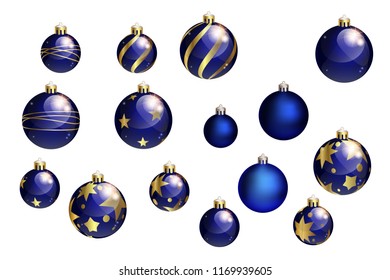 Collection of blue Christmas balls