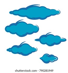 collection of blue clouds icon logo symbol design vector set