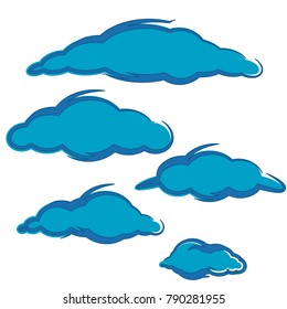 collection of blue clouds icon logo symbol design vector set