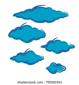 Collection Blue Clouds Icon Logo Symbol Stock Vector (Royalty Free ...