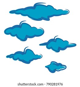 collection of blue clouds icon logo symbol design vector set