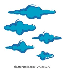 collection of blue clouds icon logo symbol design vector set