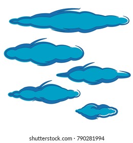 collection of blue clouds icon logo symbol design vector set