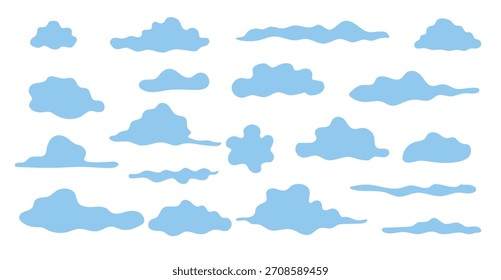 colección de nubes azules en varias Formas en aislado