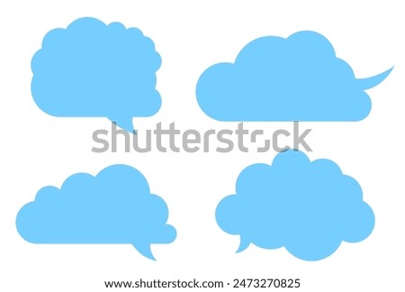Collection of blue cloud-shaped speech bubbles. Perfect for communication designs, creative illustrations, and engaging social media graphics.