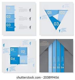 Collection of blue color design clean number banners template/graphic or website layout. Vector.
