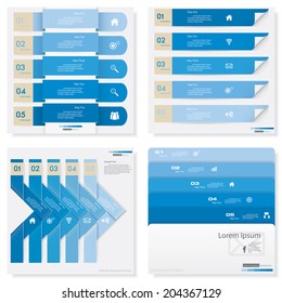 Collection of blue color design clean number banners template/graphic or website layout. Vector.
