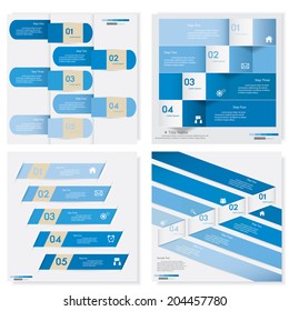 Collection of blue color design clean number banners template/graphic or website layout. Vector.
