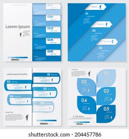 Collection of blue color design clean number banners template/graphic or website layout. Vector.