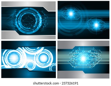 Collection blue color Light Abstract Technology background set for computer graphic website internet and business. text box. Brochure. card. wave. diverse, different, divers, manifold, many, various