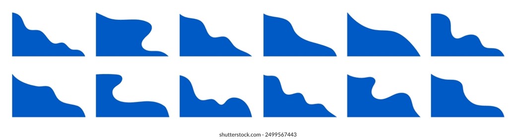 Colección de Formas de esquina azul con para página de Sitio web, Anuncio, Ilustración vectorial de tarjeta