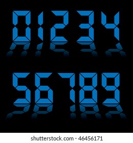 Collection Blue Digital Numbers Used On Stock Vector (Royalty Free ...