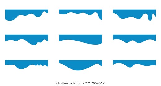 Azul de coleção de modelos de forma de divisores. Cabeçalho separador moderno para site e aplicativo. Linhas de curva, coleção de ondas de design abstrato. eps 10