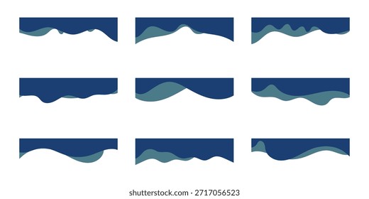 Azul de coleção de modelos de forma de divisores. Cabeçalho separador moderno para site e aplicativo. Linhas de curva, coleção de ondas de design abstrato. eps 10