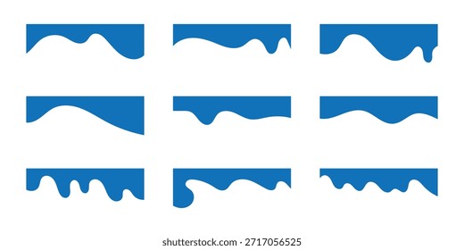Azul de coleção de modelos de forma de divisores. Cabeçalho separador moderno para site e aplicativo. Linhas de curva, coleção de ondas de design abstrato. eps 10