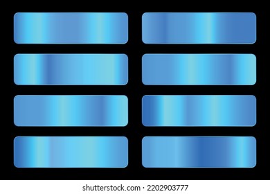 Collection of blue gradient backgrounds. Set of blue metallic textures. Vector illustration