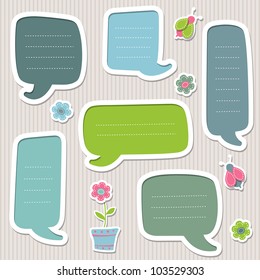 Collection of blue and green vector text frames
