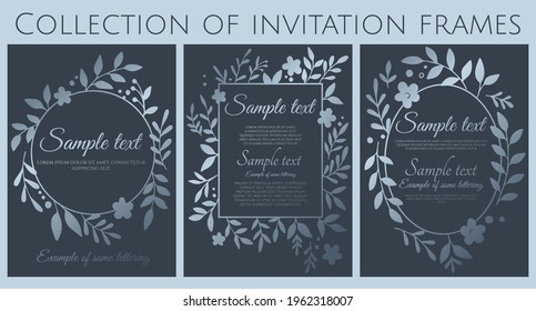 collection of blue invitation with simple branches