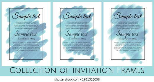 collection of blue invitations with shine texture