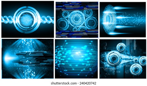 Collection blue Light Abstract Technology background set for computer graphic website internet and business. text box. Brochure. card. wave. diverse, different, divers, manifold, many, various