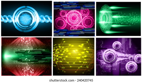 Collection blue Light Abstract Technology background set for computer graphic website internet and business. text box. Brochure. card. wave. diverse, different, divers, manifold, many, various