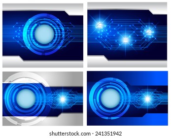 Collection blue Light Abstract Technology background set for computer graphic website internet and business. text box. Brochure. card. wave. diverse, different, divers, manifold, many, various