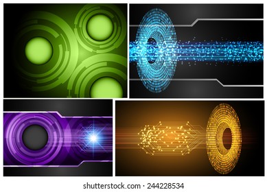 Collection blue Light Abstract Technology background set for computer graphic website internet and business. text box. Brochure. card. wave. diverse, different, divers, manifold, many, various