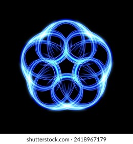 Collection of Blue Light Circles Forming A Pentagon, Vector Illustration