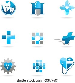 Collection of blue medicine and health-care icons