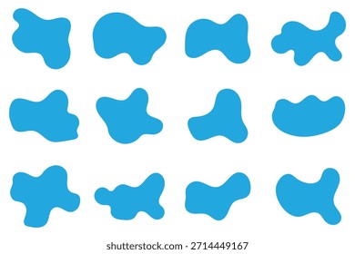 Sammlung von blauen organischen Klecksen in verschiedenen Formen. Zufällige Blobform. Vektorgrafik .