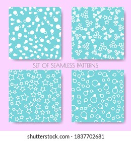 Collection blue pastel seamless pattern texture. 