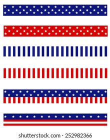 Collection of Blue and red patriotic stars and stripes background frames / page dividers