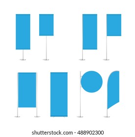Collection of blue roll up on white background vector design.