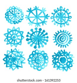 collection of blue snowflakes