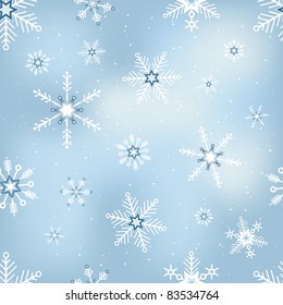 Collection of blue snowflakes with different shapes