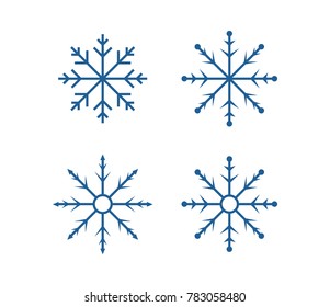 Collection of blue snowflakes. snowflake icon