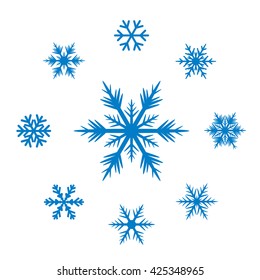 Collection of Blue Snowflakes. Vector Illustration.