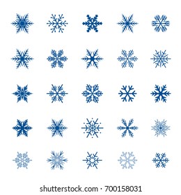 Collection of blue Snowflakes. Vector Illustration
