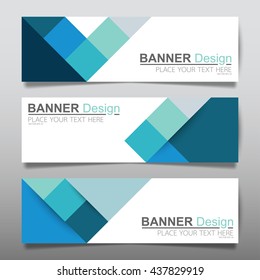 Collection blue square horizontal business banner set templates vector. clean modern geometric abstract background layout for website design. simple creative cover header. in rectangle size.