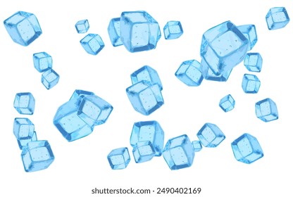 una colección de hielo cuadrado azul sin fondo