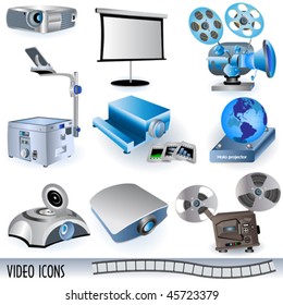 collection of blue video icons.