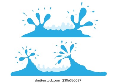 Blaues Wasser wird gesammelt. Blaue Farbe spritzt auf weißem Hintergrund.