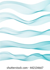 Collection of blue wave Abstract ribbon background vector.